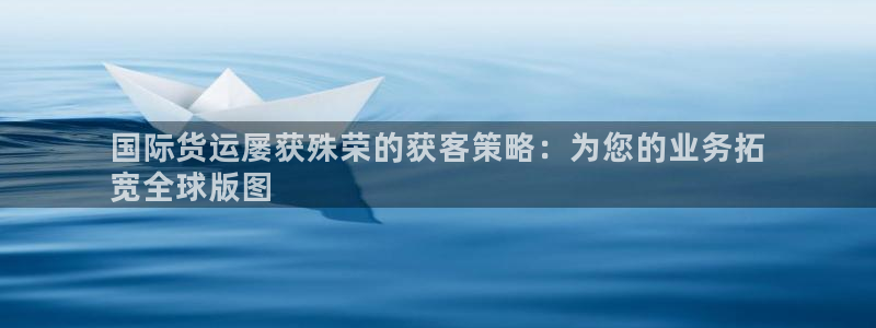 尊龙凯时充值不到账：国际货运屡获殊荣的获客策略：为您的业